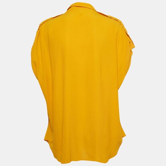 Diane Von Furstenberg Orange Crepe Karin Gathered Sleeve Blouse S - Picture 2 of 4